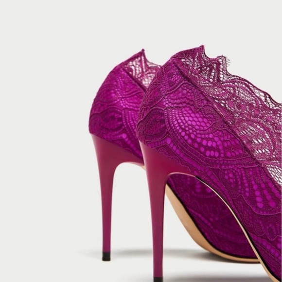 Zara Pink Lace pointy stiletto high heels - Picture 5 of 10